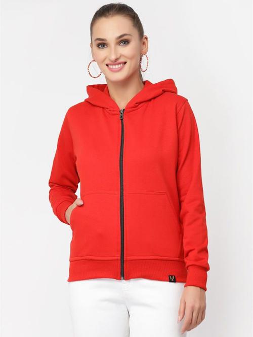 red solid hooded regular sweatshirt - 20501686 - Standard Image - 0