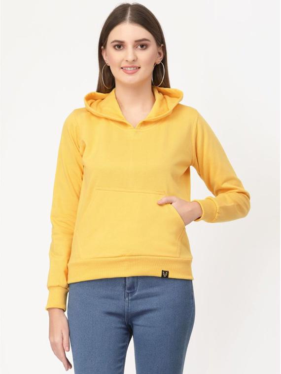 yellow solid hooded sweatshirt - 20501696 - Zoom Image - 0
