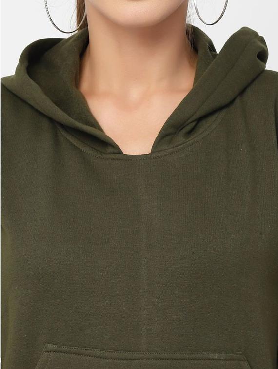 olive solid hooded sweatshirt - 20501704 - Standard Image - 3