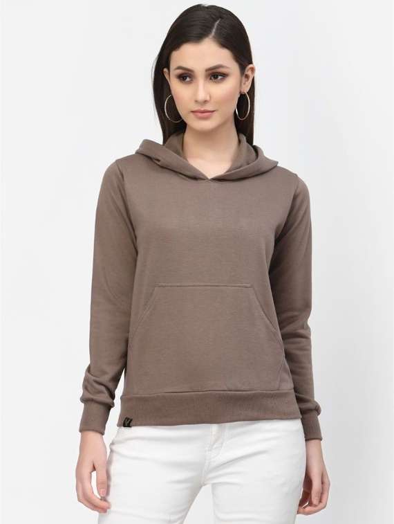 brown solid hooded sweatshirt
