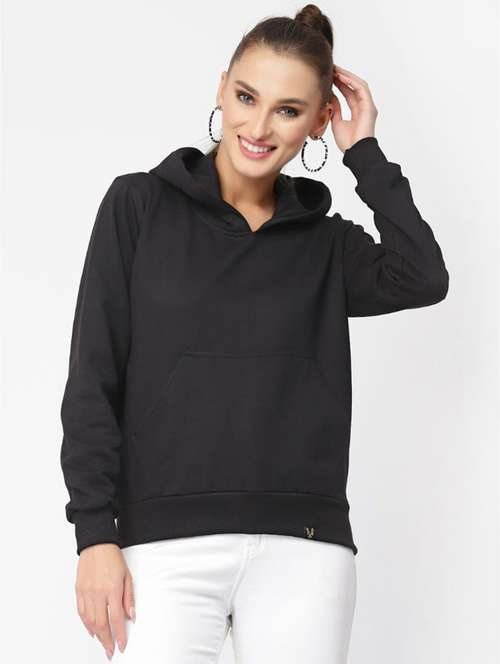 black solid hooded sweatshirt - 20501706 -  Standard Image - 0