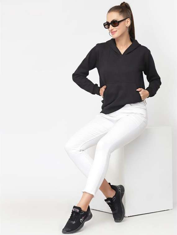 black solid hooded sweatshirt - 20501706 - Standard Image - 3