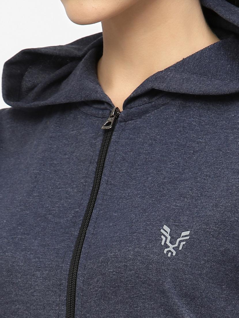 women navy blue sleeveless hoodie - 20501714 - Standard Image - 3