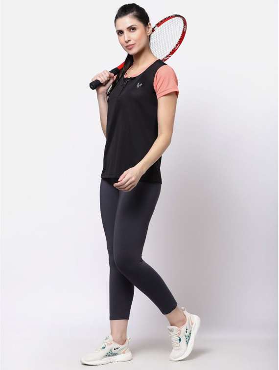 women's color block henley neck t-shirt - 20501735 -  Standard Image - 3