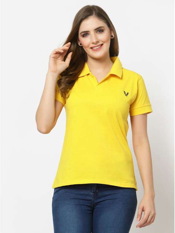 yellow solid polo tees