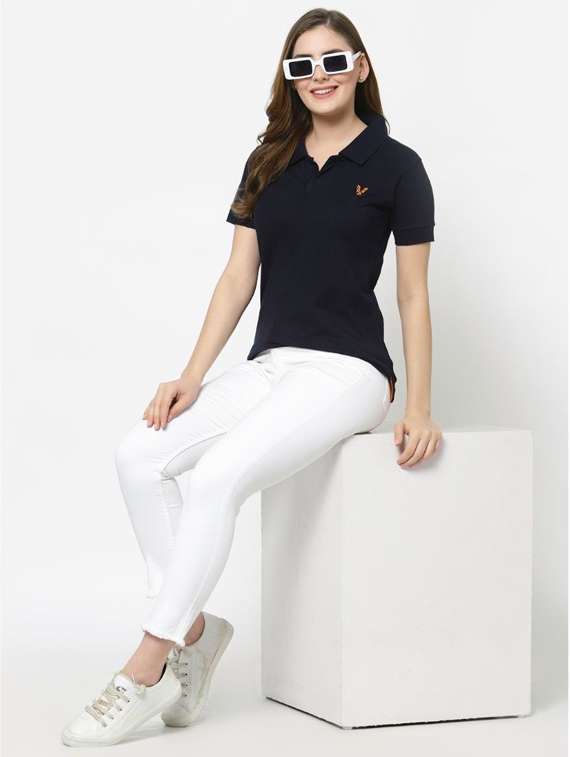 navy blue solid polo tees - 20501820 -  Standard Image - 3