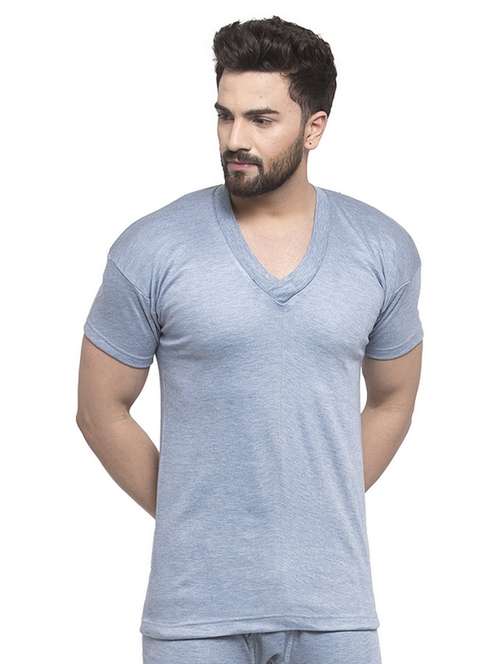 men grey solid thermal top - 20501901 -  Standard Image - 0
