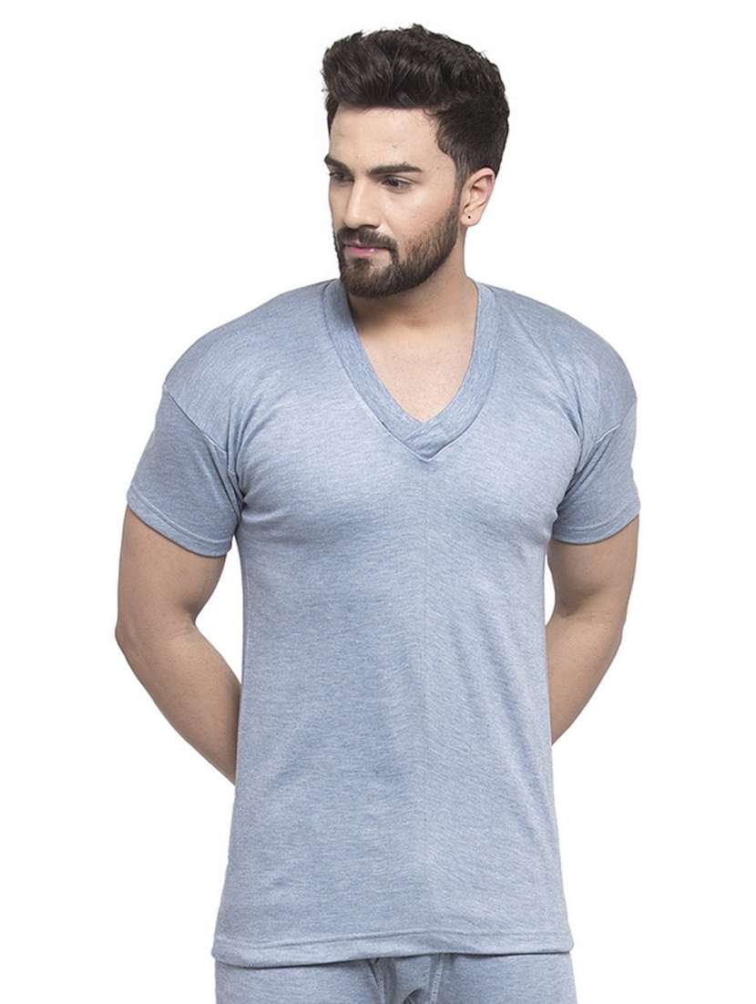 men grey solid thermal top - 20501901 -  Zoom Image - 0