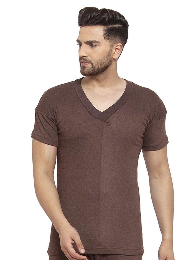 brown cotton thermal top - 20501904 -  Zoom Image - 0