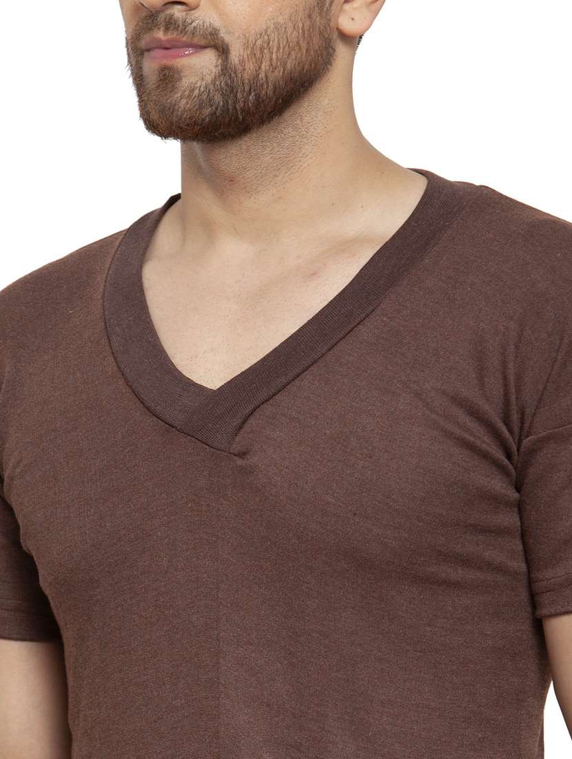 brown cotton thermal top - 20501904 - Standard Image - 3