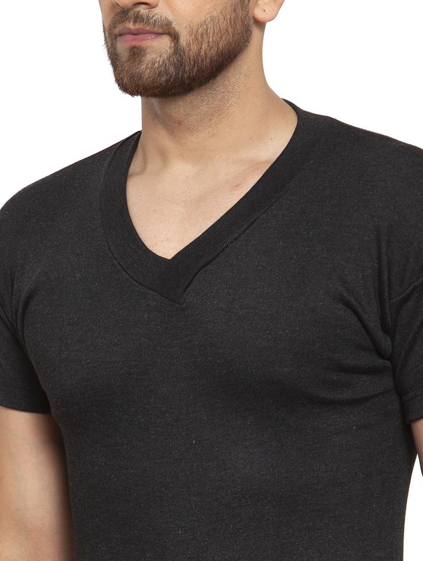 black cotton blend thermal top - 20501905 - Standard Image - 3