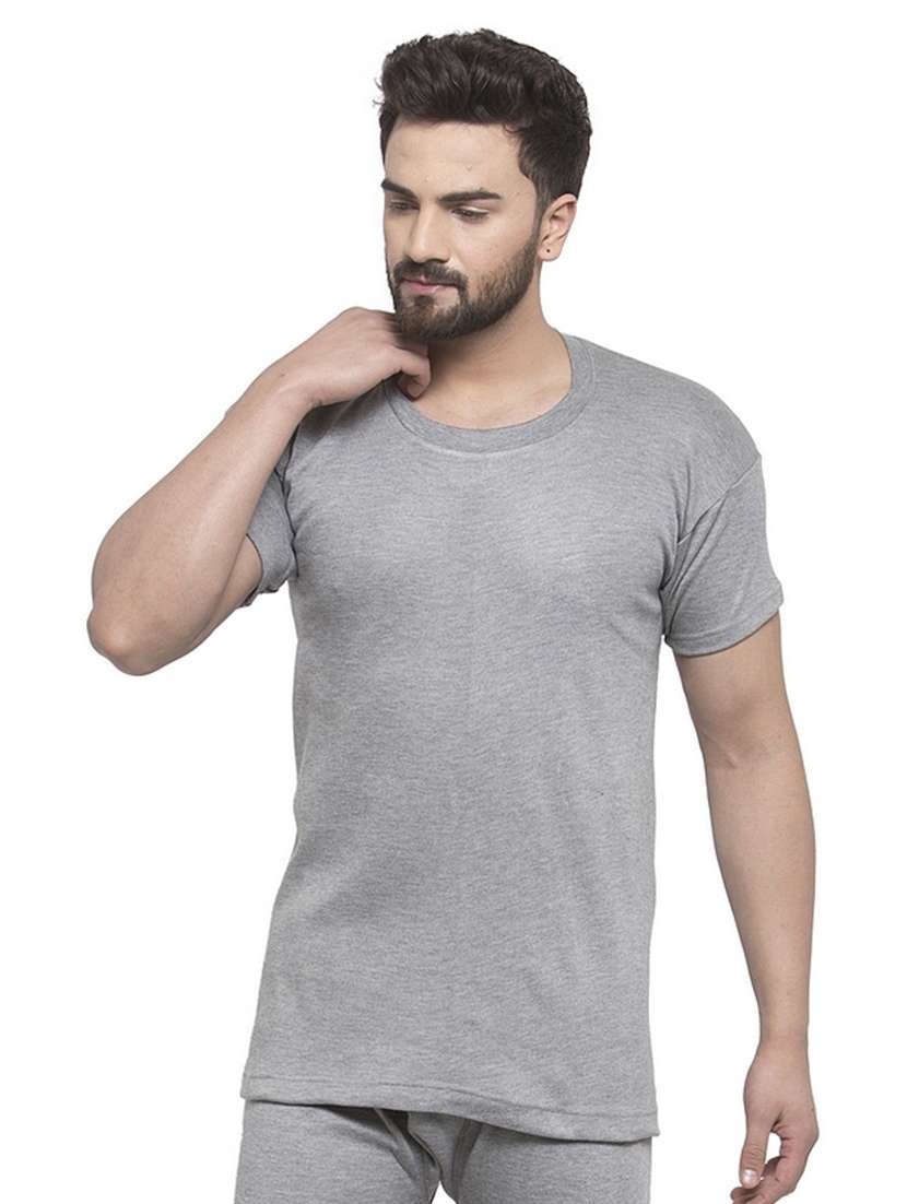 grey cotton thermal top - 20501907 - Zoom Image - 0