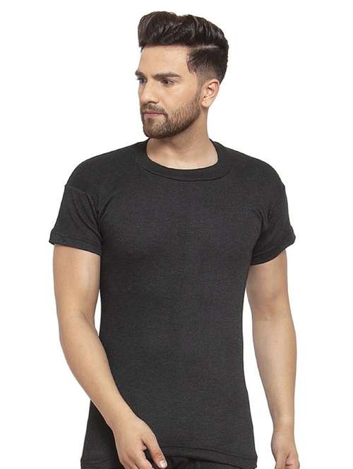 black cotton thermal top - 20501910 - Standard Image - 0