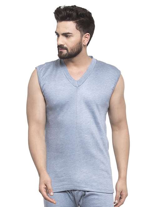 grey cotton thermal top - 20501921 -  Standard Image - 0