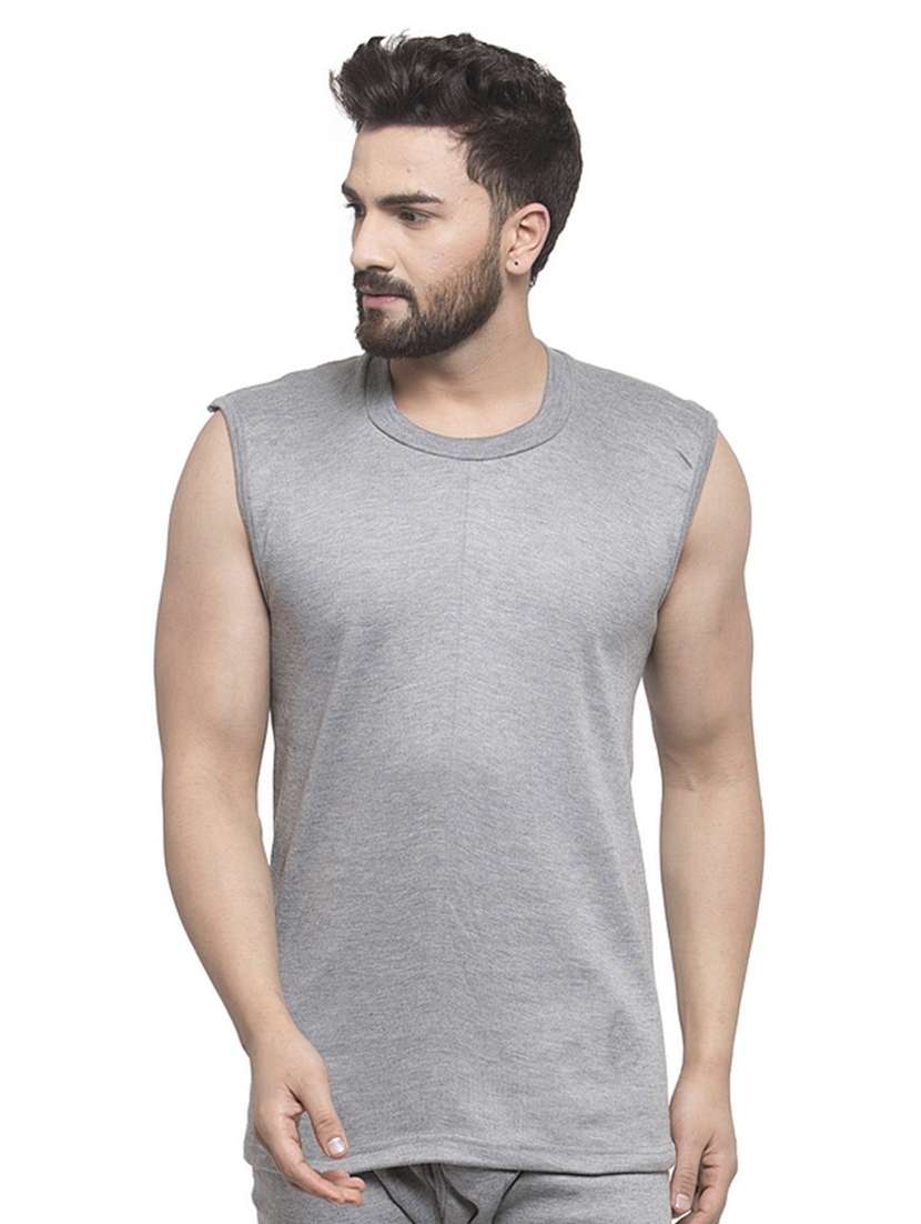 grey cotton thermal top - 20501927 - Zoom Image - 0