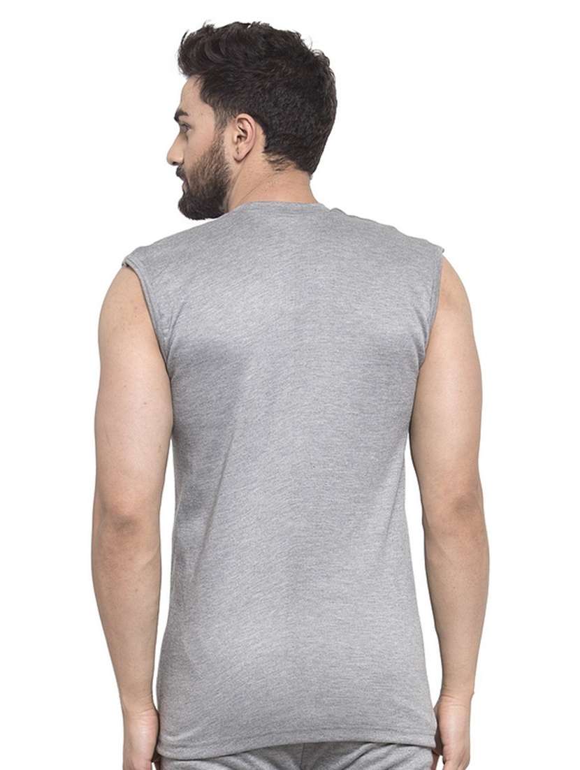 grey cotton thermal top - 20501927 - Standard Image - 3