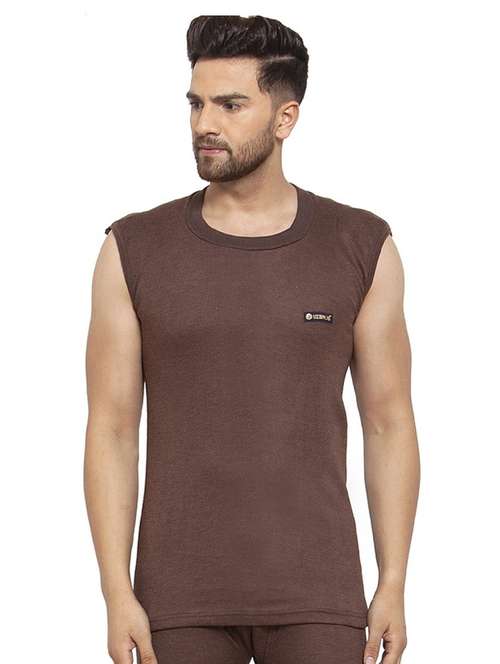 brown cotton thermal top - 20501929 - Standard Image - 0