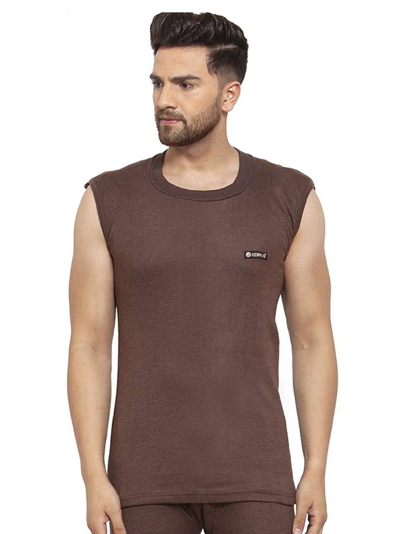 brown cotton thermal top - 20501929 - Zoom Image - 0