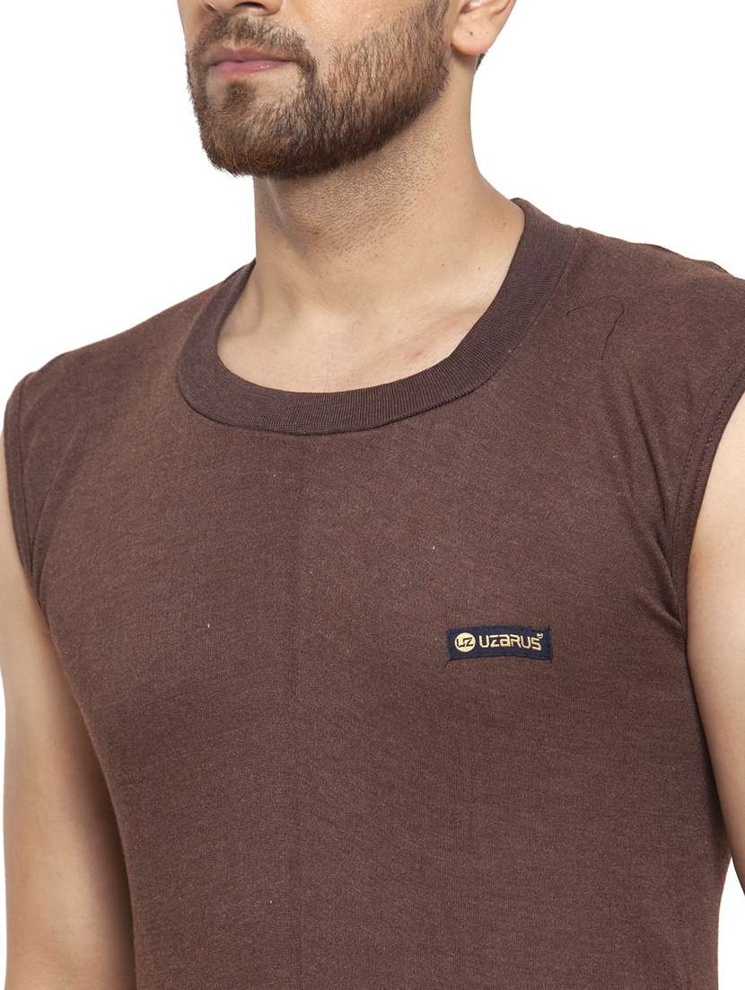 brown cotton thermal top - 20501929 - Standard Image - 3