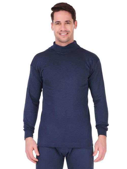 men full sleeved solid thermal top - 20501955 - Standard Image - 0