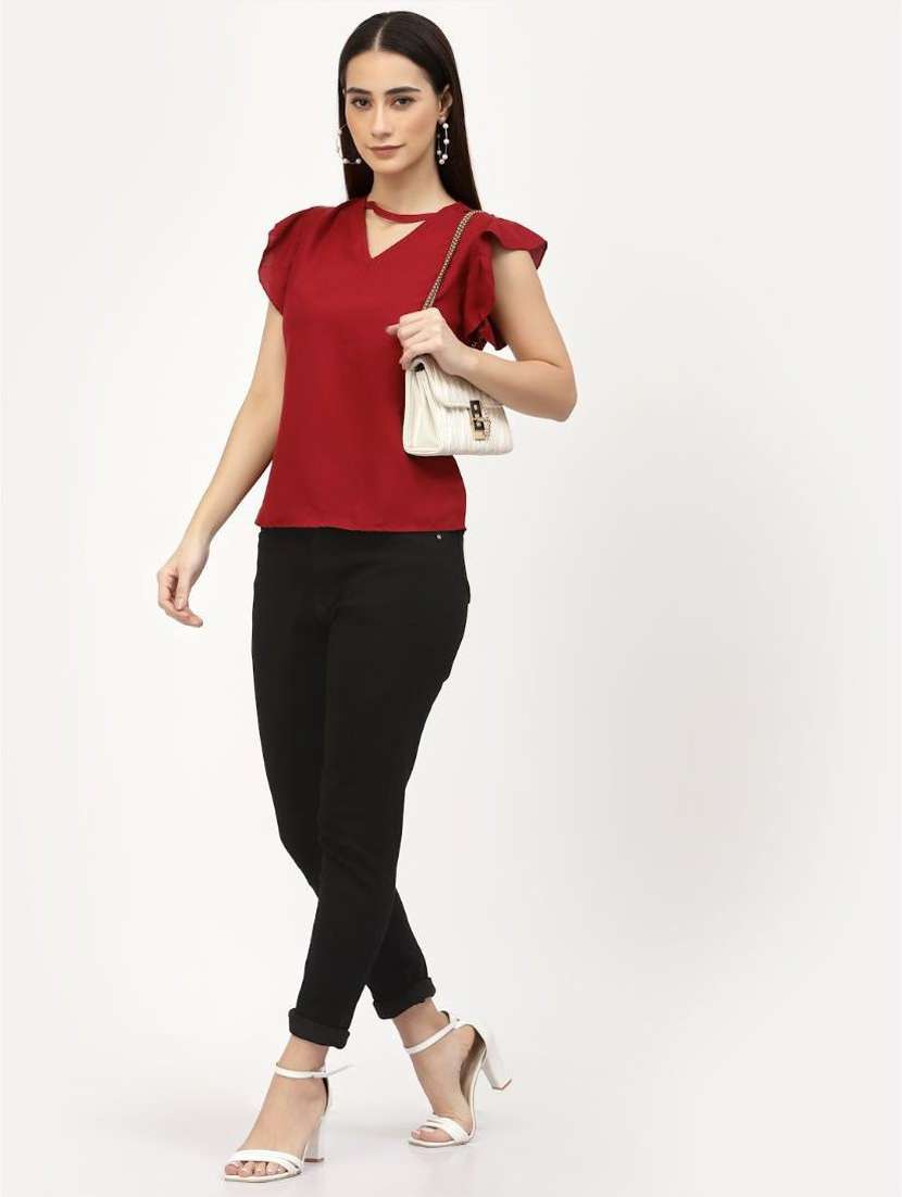maroon solid regular top - 20502135 - Standard Image - 3