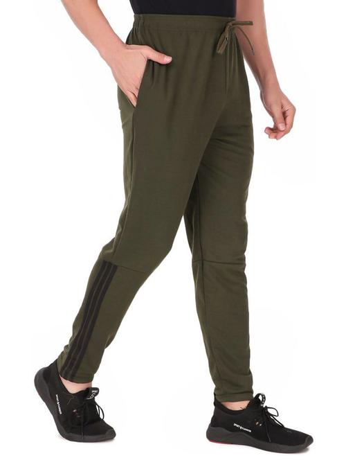 men olive cotton blend track pant - 20502236 - Standard Image - 0