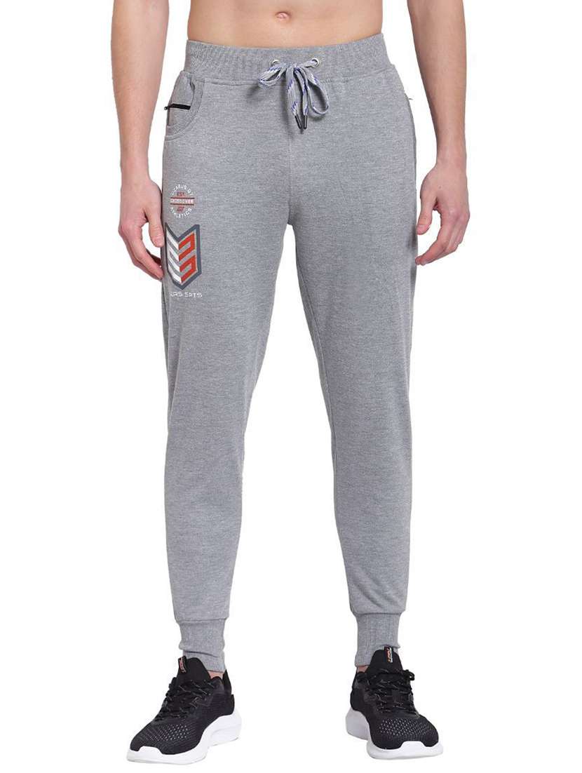 men grey cotton blend joggers 