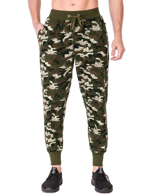 men olive cotton blend camouflage joggers  - 20502249 -  Standard Image - 0