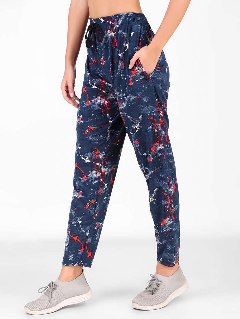 women printed track pant