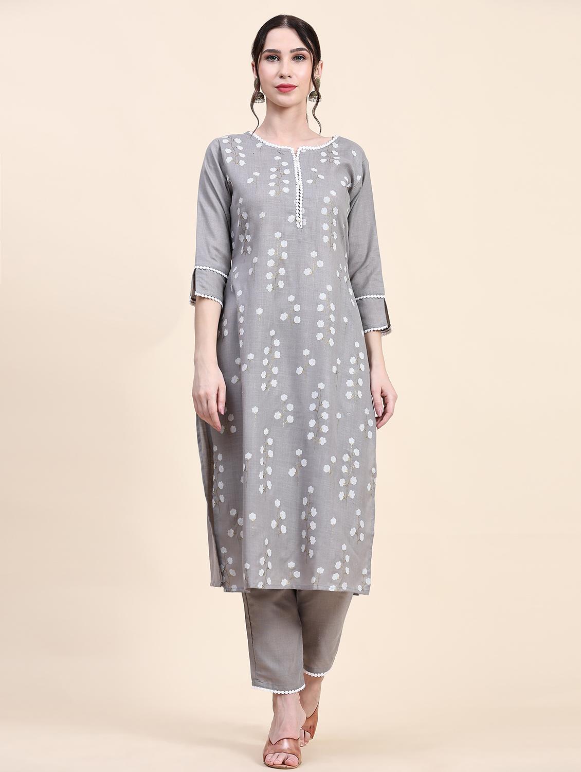 women grey kurta pant set - 20502603 - Zoom Image - 0
