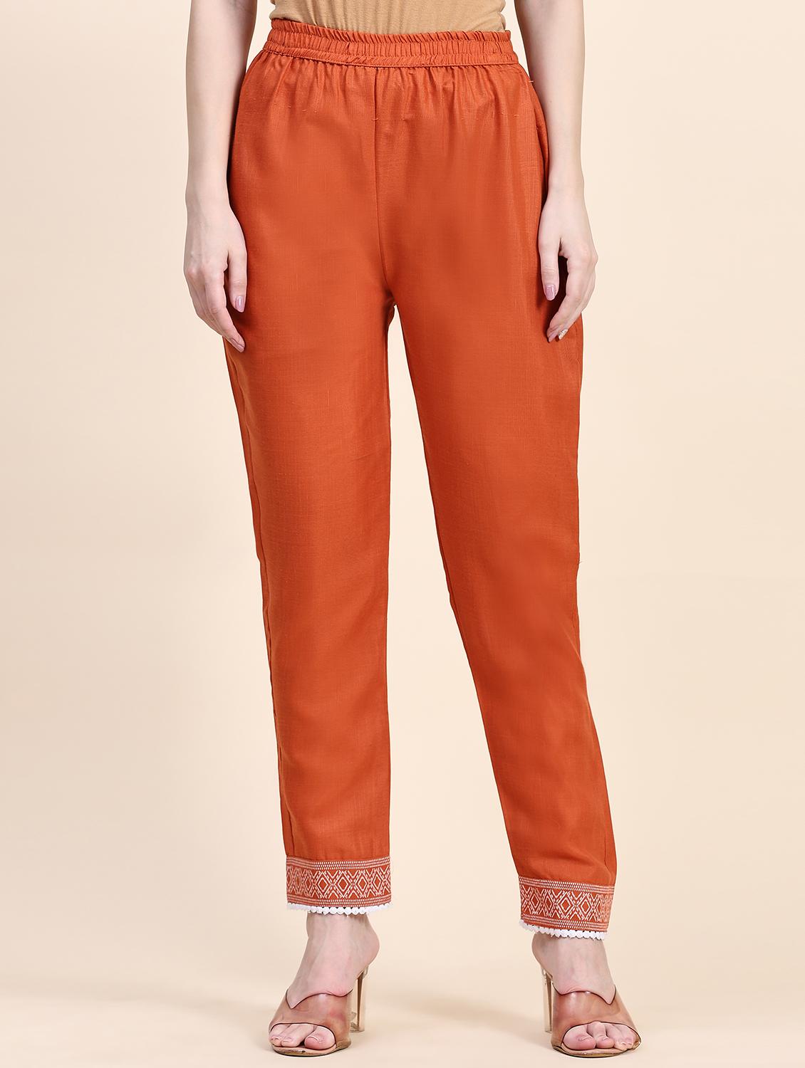 orange three quarter sleeve kurta pant set - 20502605 - Standard Image - 3