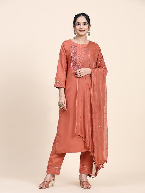 coral embroidered suit set - 20502619 - Standard Image - 0
