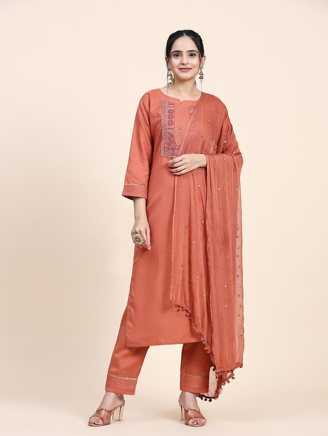 coral embroidered suit set - 20502619 - Zoom Image - 0
