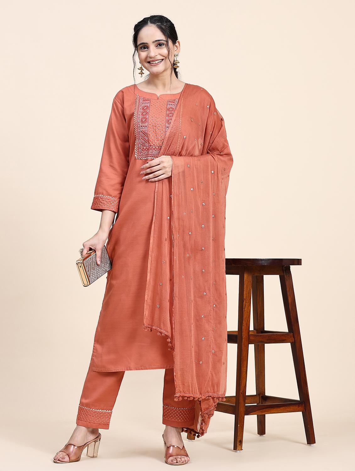 coral embroidered suit set - 20502619 - Standard Image - 3