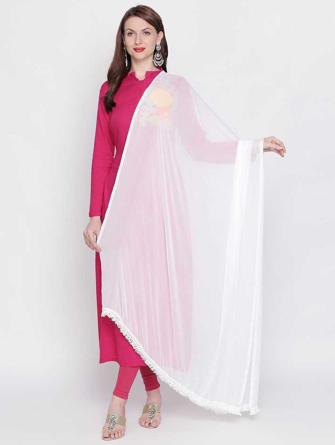 white solid dupatta - 20502652 -  Zoom Image - 0