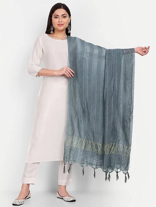 grey striped dupatta - 20502743 -  Standard Image - 0
