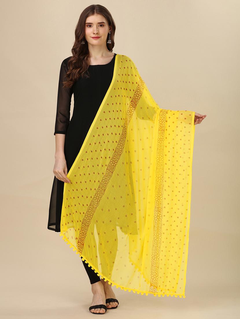 yellow printed dupatta - 20502784 - Zoom Image - 0