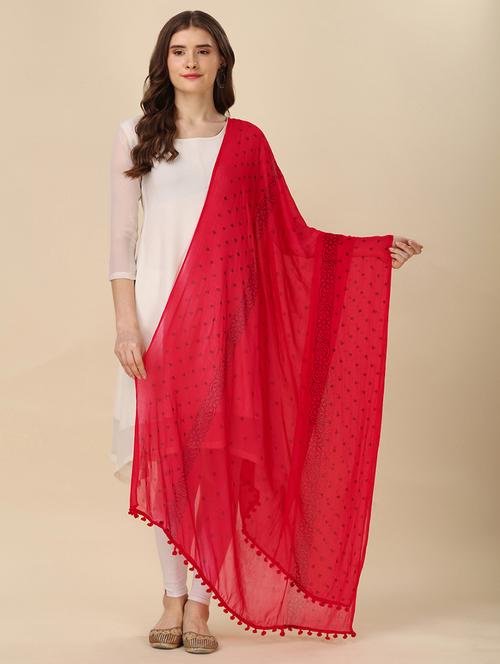 red printed dupatta - 20502786 - Standard Image - 0