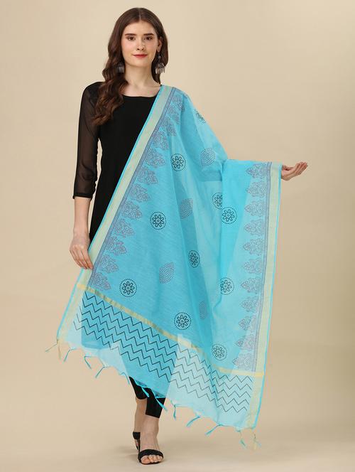 turquoise printed dupatta - 20502788 - Standard Image - 0