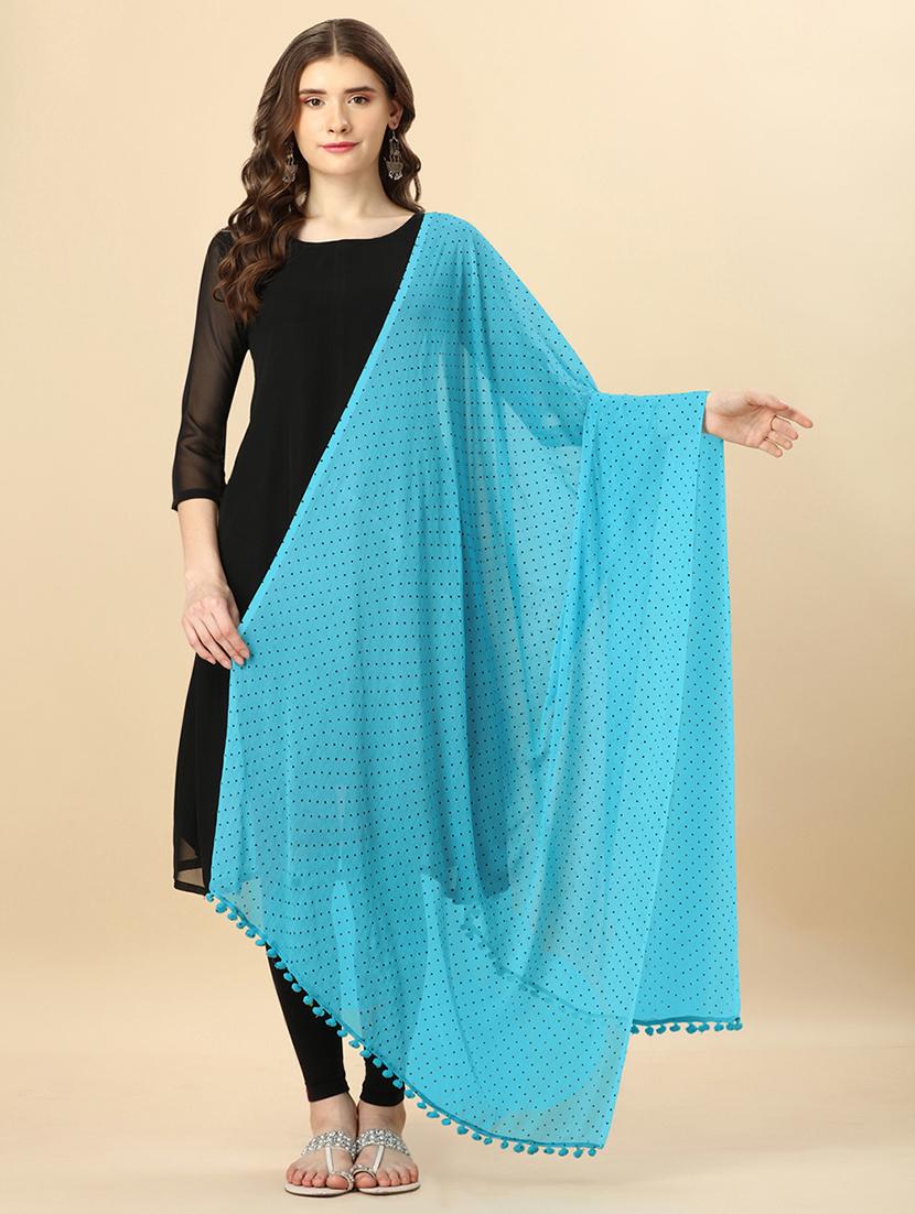 light blue polka dot printed dupatta - 20502792 - Zoom Image - 0