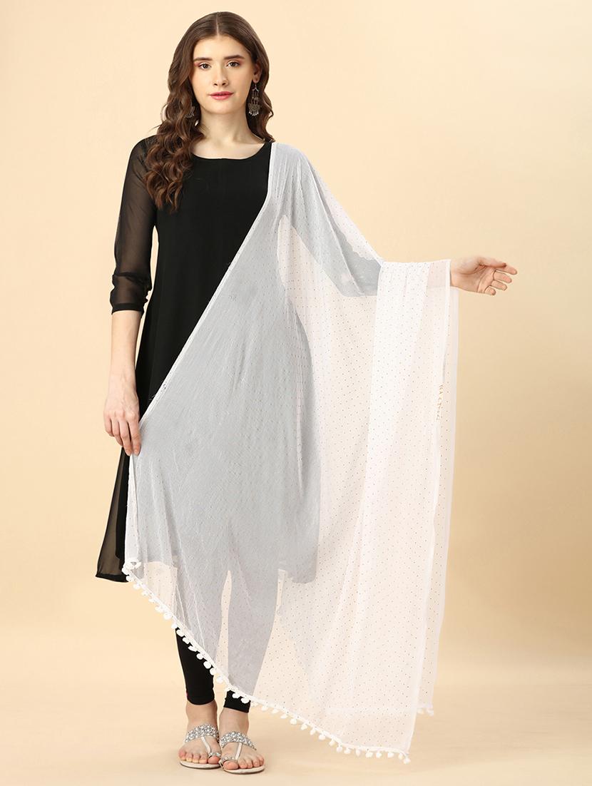 white polka dot printed dupatta - 20502796 - Zoom Image - 0