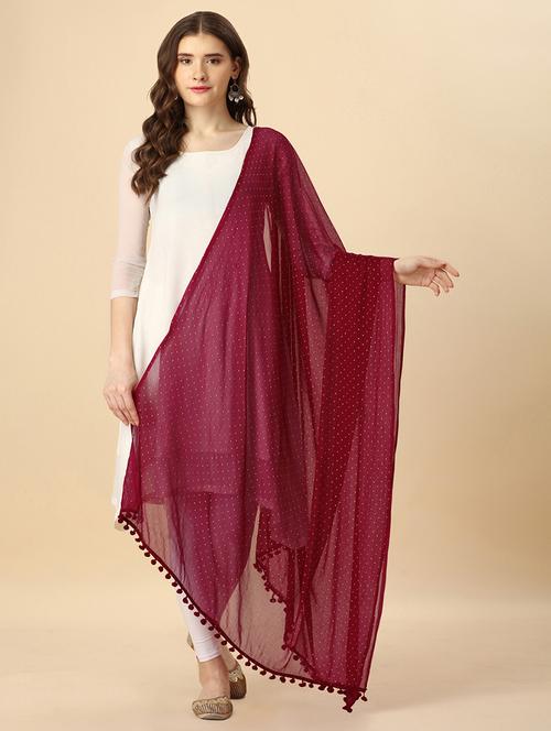 maroon polka dot printed dupatta - 20502801 - Standard Image - 0