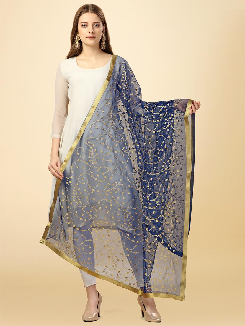blue solid with work dupatta - 20502816 - Zoom Image - 0