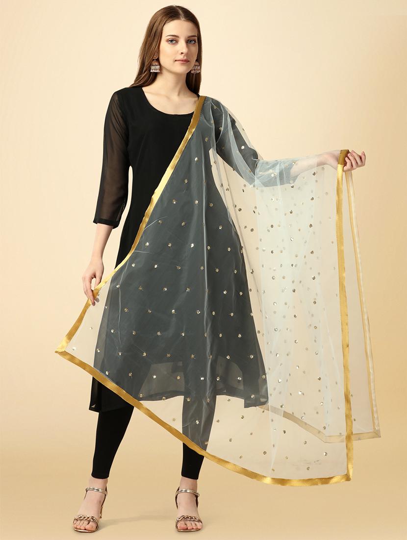white solid with work dupatta - 20502818 - Zoom Image - 0