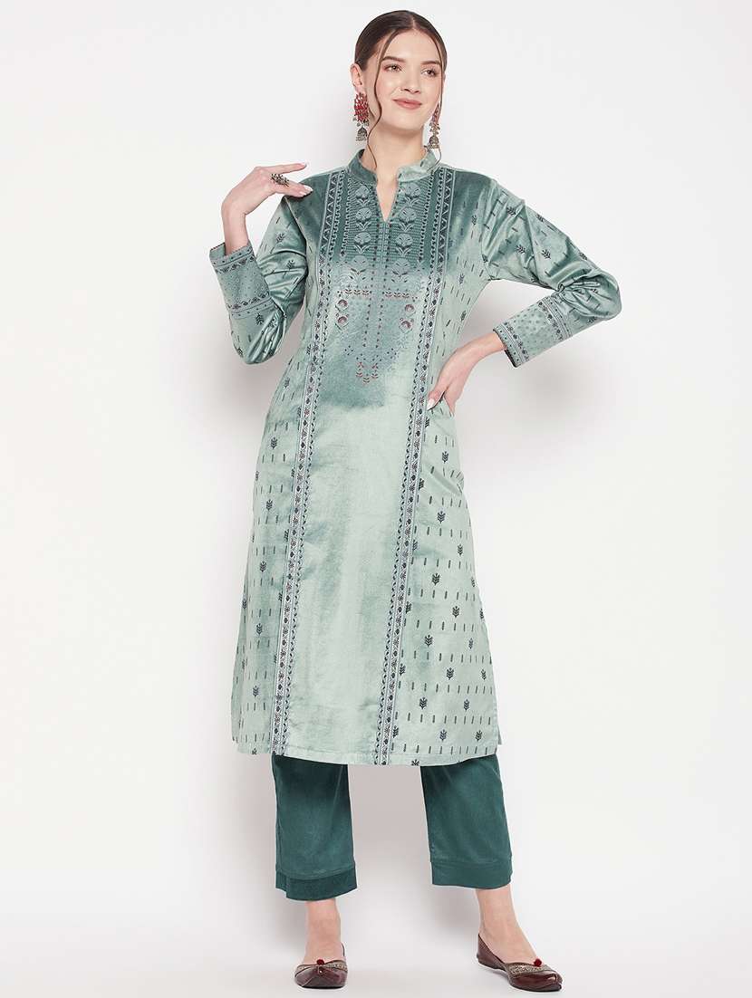 women long sleeve woollen kurta pant set - 20506614 - Zoom Image - 0