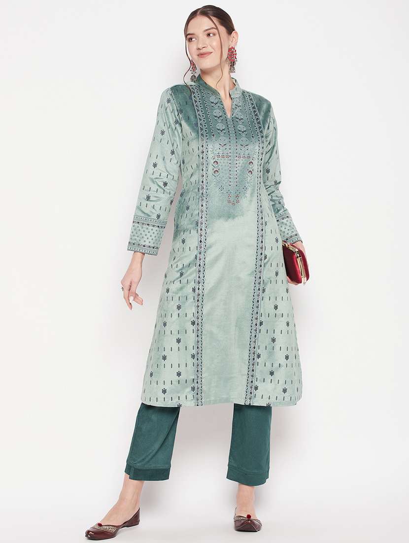 women long sleeve woollen kurta pant set - 20506614 - Standard Image - 3