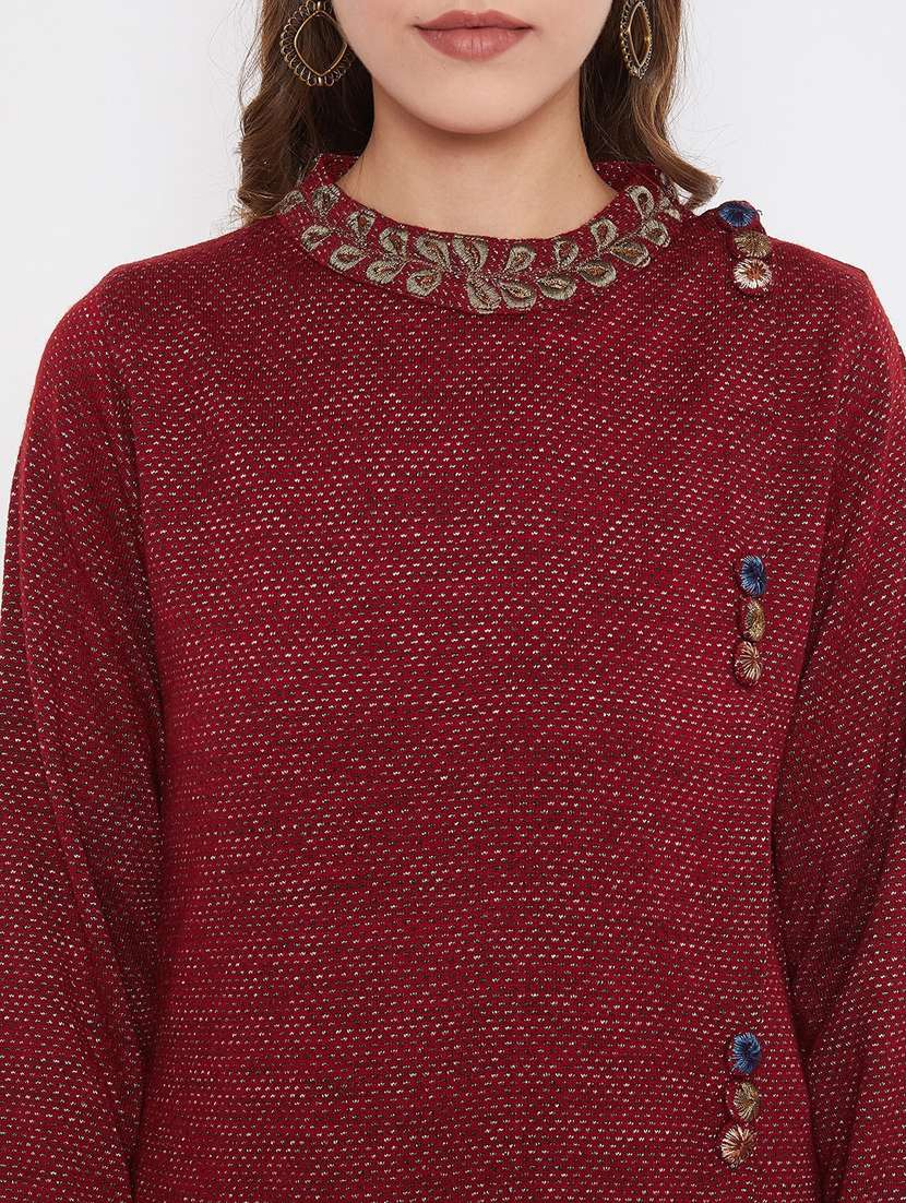 women long sleeve woollen kurta pant set - 20506690 -  Standard Image - 5