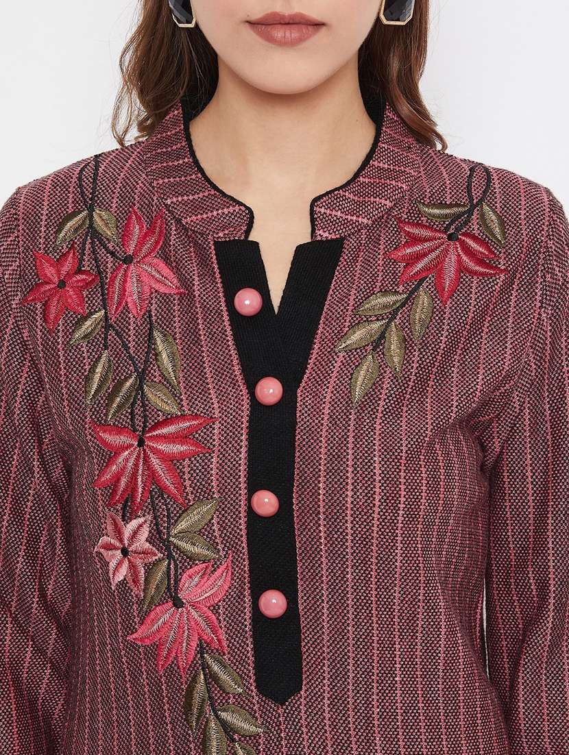 women long sleeve woollen kurta pant set - 20506702 -  Standard Image - 5