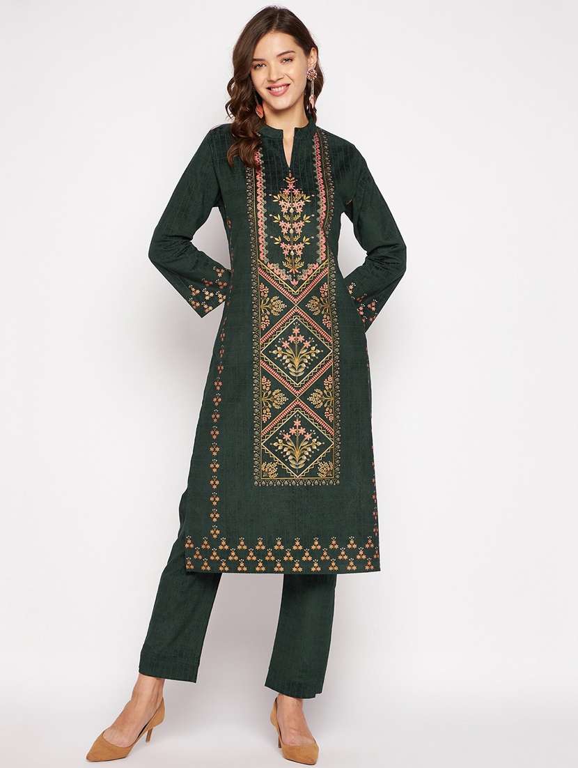 women long sleeve woollen kurta pant set - 20506715 - Zoom Image - 0
