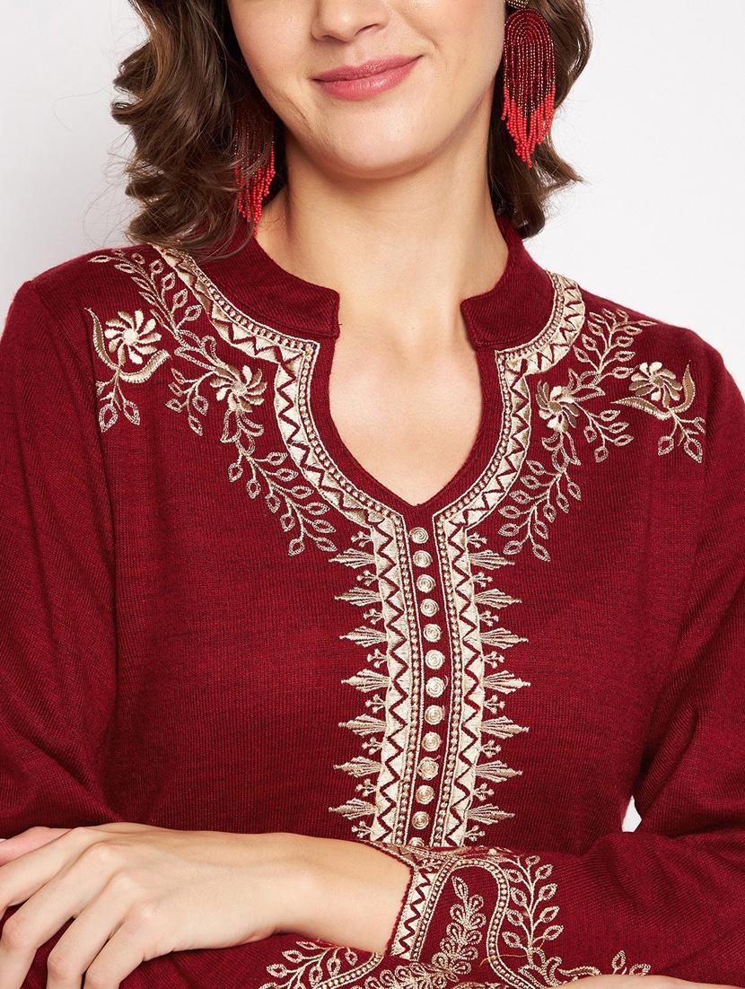 women long sleeve woollen kurta pant set - 20506732 - Standard Image - 3